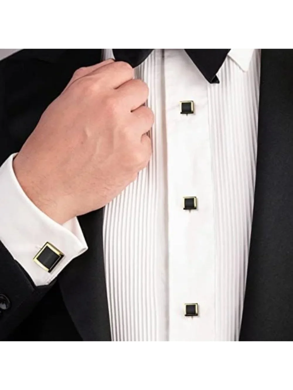 Elegant Cufflinks & Studs Set for Men - Gold/Silver Tone, Gift Boxed Jewelry
